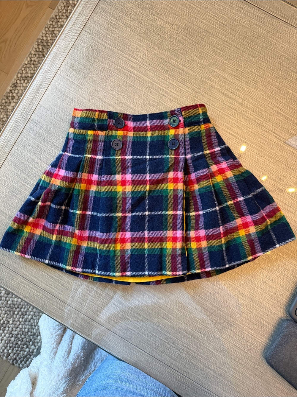 Mini Boden Navy Plaid Skirt with Multicolor Plaid Pattern